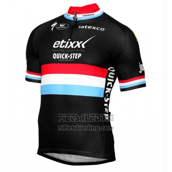 2017 Fietskleding Etixx Quick Step Kampioen Luxemburg Zwart Korte Mouwen en Koersbroek